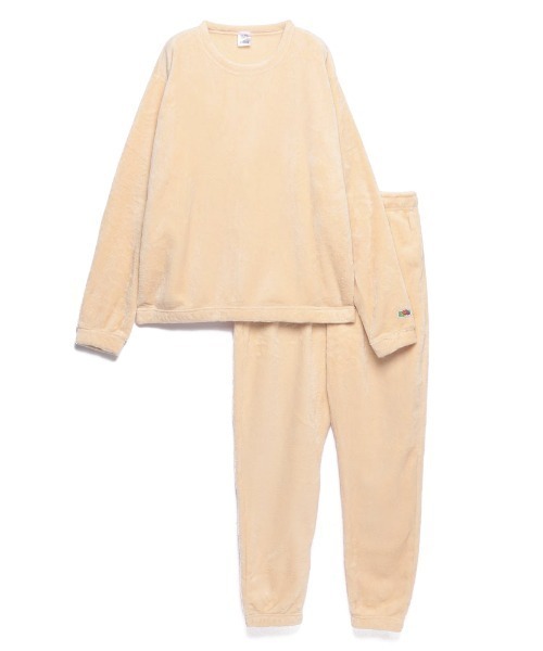 FRUIT OF THE LOOM（フルーツオブザルーム）の「【FRUIT OF THE LOOM】ボアルームウエア 上下セット（クルーネック＆ロングパンツ）（ルームウェア/パジャマ・メンズ・ブラック/ベージュ/ブラウン/グレー/ピンク/モスグリーン・LL/S/M/L）」の14枚目の写真