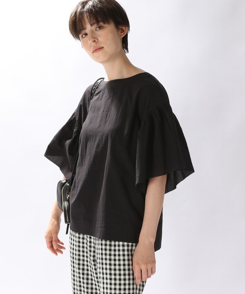 niko and...（ニコアンド）の「コットン袖フリルブラウス（シャツ/ブラウス・レディース・ホワイト/ブラック/グリーン・MEDIUM/LARGE）」の3枚目の写真