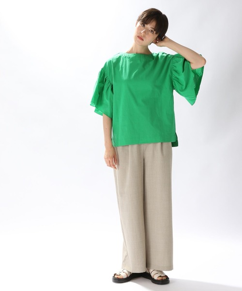 niko and...（ニコアンド）の「コットン袖フリルブラウス（シャツ/ブラウス・レディース・ホワイト/ブラック/グリーン・MEDIUM/LARGE）」の6枚目の写真