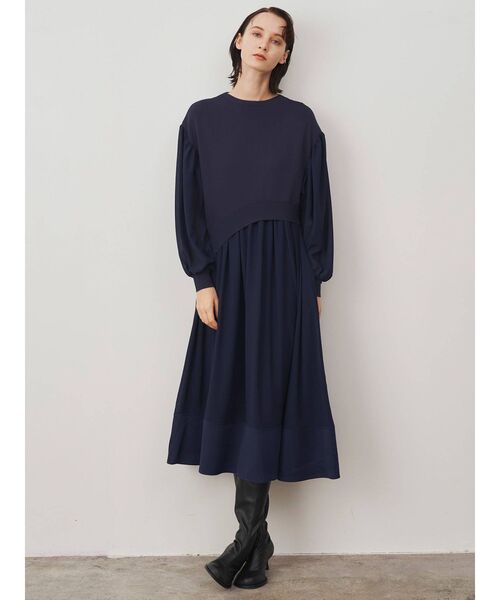 ELENDEEK（エレンディーク）の「シアーコンビニットワンピース（ワンピース・レディース・ブラック/ライトベージュ/ネイビー・01/02）」の14枚目の写真