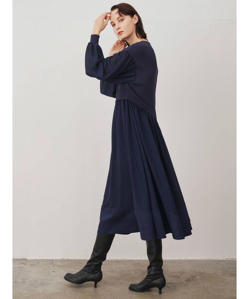 ELENDEEK（エレンディーク）の「シアーコンビニットワンピース（ワンピース・レディース・ブラック/ライトベージュ/ネイビー・01/02）」の15枚目の写真