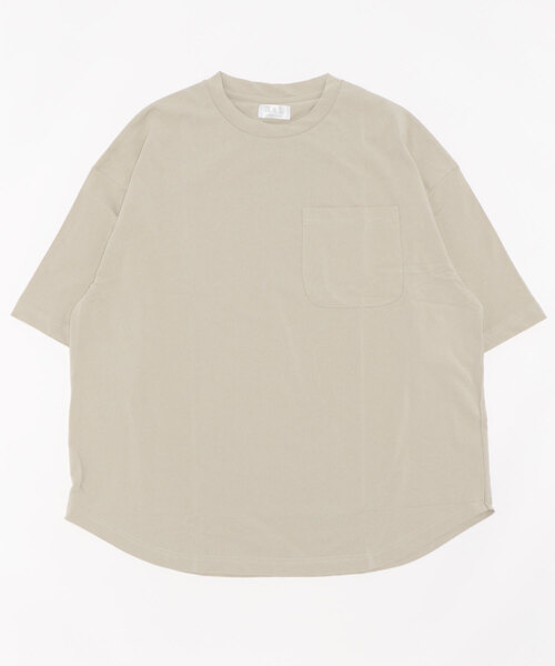 A4A(エーフォーエー)の「A4A/エーフォーエー/強撚糸ラウンドポケットショートスリーブTシャツ(Tシャツ/カットソー・レディース・カーキ/ブラック/ベージュ/ホワイト・M/L)」の6枚目の写真