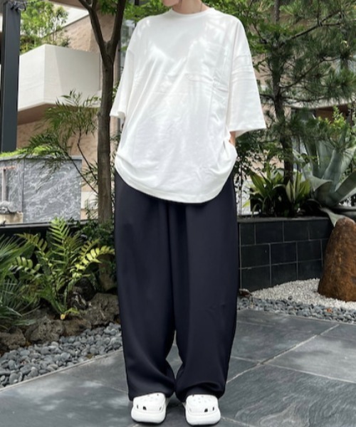 A4A(エーフォーエー)の「A4A/エーフォーエー/強撚糸ラウンドポケットショートスリーブTシャツ(Tシャツ/カットソー・レディース・カーキ/ブラック/ベージュ/ホワイト・M/L)」の9枚目の写真