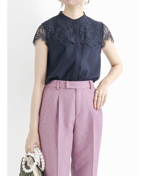 Te chichi(テチチ)の「ヨークレースジョーゼットブラウス(シャツ/ブラウス・レディース・ネイビー/グレー/オフホワイト・フリ-)」の19枚目の写真