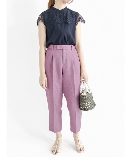 Te chichi(テチチ)の「ヨークレースジョーゼットブラウス(シャツ/ブラウス・レディース・ネイビー/グレー/オフホワイト・フリ-)」の7枚目の写真