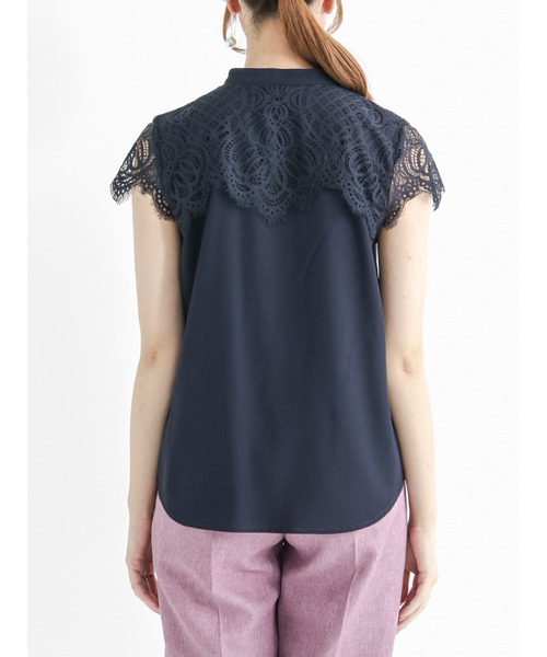 Te chichi(テチチ)の「ヨークレースジョーゼットブラウス(シャツ/ブラウス・レディース・ネイビー/グレー/オフホワイト・フリ-)」の12枚目の写真