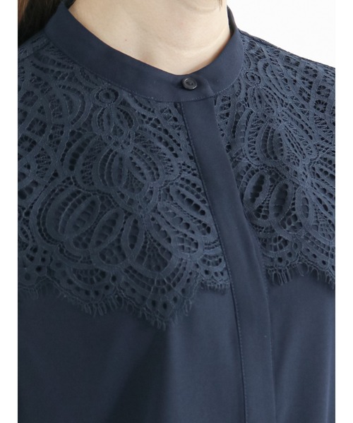 Te chichi(テチチ)の「ヨークレースジョーゼットブラウス(シャツ/ブラウス・レディース・ネイビー/グレー/オフホワイト・フリ-)」の13枚目の写真