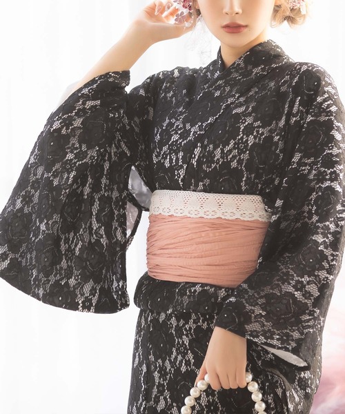 浴衣3点セット レディース フラワー総レース かわいい