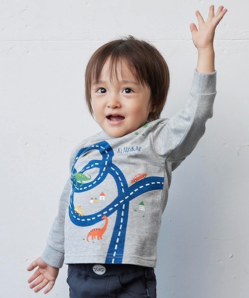 kladskap(クレードスコープ)の「車×道路×恐竜長袖Tシャツ(Tシャツ/カットソー・キッズ・トップグレー/ライトブルー・110cm/80cm/120cm/100cm/90cm)」の17枚目の写真
