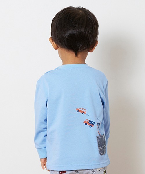 kladskap(クレードスコープ)の「車×道路×恐竜長袖Tシャツ(Tシャツ/カットソー・キッズ・トップグレー/ライトブルー・110cm/80cm/120cm/100cm/90cm)」の4枚目の写真