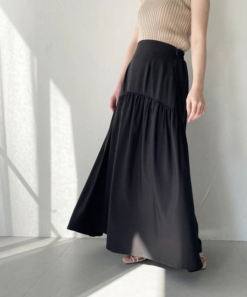 CLEIO(クレイオ)の「【CLEIO】ギャザー切替スカート(スカート・レディース・ブラック/ベージュ・FREE)」の2枚目の写真