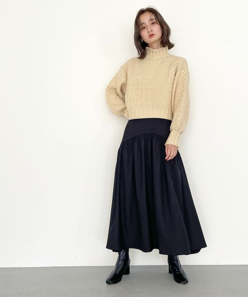 CLEIO(クレイオ)の「【CLEIO】ギャザー切替スカート(スカート・レディース・ブラック/ベージュ・FREE)」の9枚目の写真