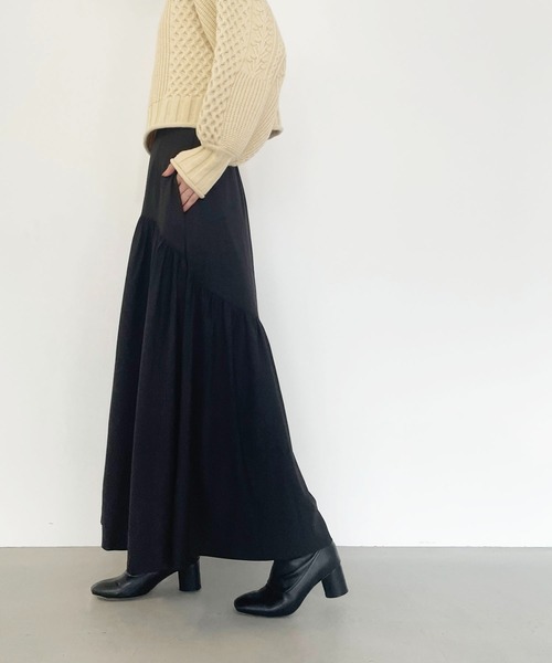 CLEIO(クレイオ)の「【CLEIO】ギャザー切替スカート(スカート・レディース・ブラック/ベージュ・FREE)」の7枚目の写真