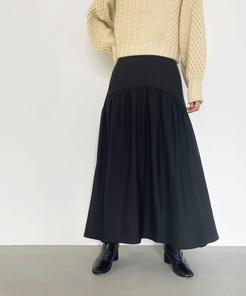 CLEIO(クレイオ)の「【CLEIO】ギャザー切替スカート(スカート・レディース・ブラック/ベージュ・FREE)」の5枚目の写真