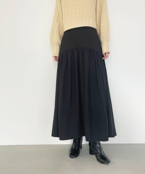 CLEIO(クレイオ)の「【CLEIO】ギャザー切替スカート(スカート・レディース・ブラック/ベージュ・FREE)」の6枚目の写真