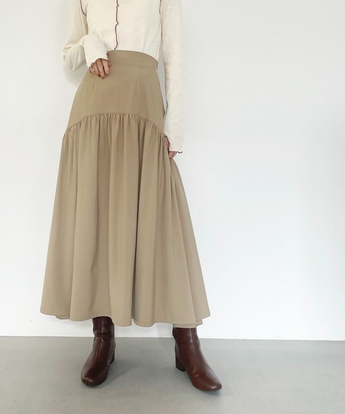 CLEIO(クレイオ)の「【CLEIO】ギャザー切替スカート(スカート・レディース・ブラック/ベージュ・FREE)」の14枚目の写真