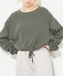 X-girl | PIGMENT DYED WAFFLE CREW TOP(Tシャツ/カットソー)