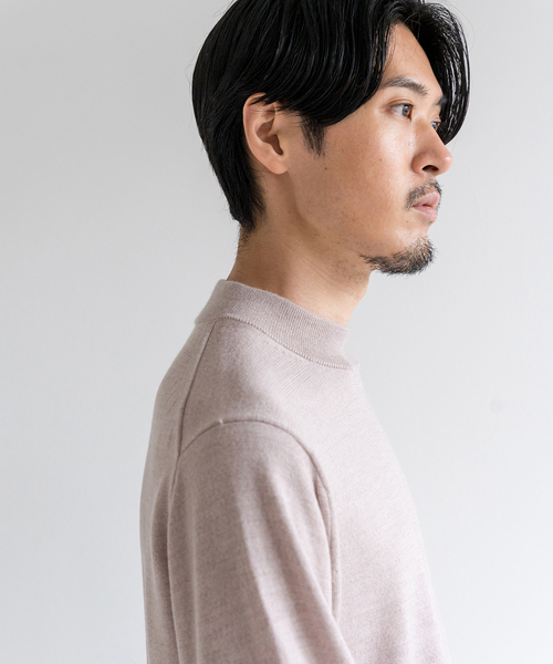 EDIFICE（エディフィス）の「ウール / シルク / カシミア MIX クリスタル モックネック ニット（ニット/セーター・メンズ・ベージュ/ブラック/ボルドー/ライトグレー/パープル・MEDIUM/LARGE/SMALL/X-LARGE）」の13枚目の写真