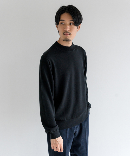 EDIFICE（エディフィス）の「ウール / シルク / カシミア MIX クリスタル モックネック ニット（ニット/セーター・メンズ・ベージュ/ブラック/ボルドー/ライトグレー/パープル・MEDIUM/LARGE/SMALL/X-LARGE）」の17枚目の写真