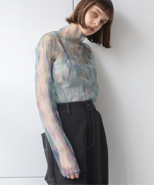 VACANCY（ヴァカンシー）の「パイピングペイント柄シアーインナー（その他トップス・レディース・ブルー/ブラウン・FREE）」の3枚目の写真