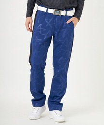 LOUDMOUTH/ラウドマウス ゴルフウェア 総柄 防風 ボンディング ライン 切替 ストレッチ ロングパンツ