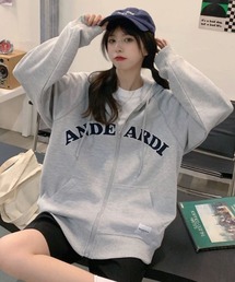 韓国風ビッグシルエット オーバーサイズ ジップアップ パーカー