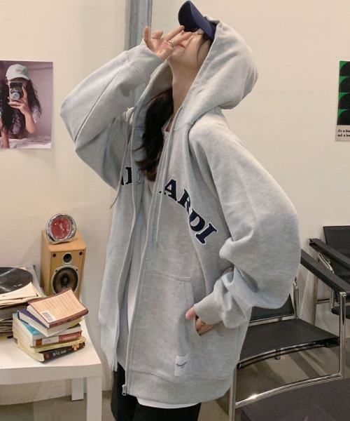 パーカー 男女兼用 オーバーサイズ アイボリー 韓国 限定 生産品 オーバーサイズ パーカー レディース[品番：OCGW0002934]｜ONE 4