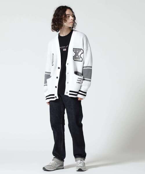 AVIREX（アヴィレックス）の「≪直営店限定≫AVX VARSITY CＡRDIGAN/ バーシティーカーディガン（カーディガン/ボレロ・レディース・オレンジ/ブラック/ホワイト・L/M）」の4枚目の写真