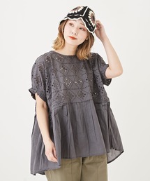 CUBE SUGAR（キューブシュガー）の「WEB限定パッチワークシフリー刺繍ギャザーブラウス（シャツ/ブラウス）」