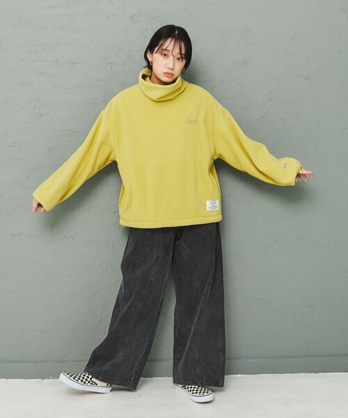 DISCUS ATHLETIC（ディスカス　アスレチック）の「DISCUS ATHLETIC（ディスカス アスレチック）フリースビッグタートルプルオーバー（スウェット・レディース・ライトグレー/イエロー/レンガ・L/M）」の7枚目の写真