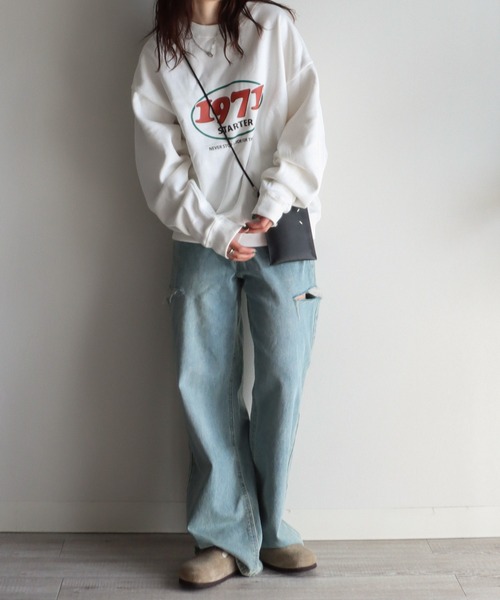 STARTER（スターター）の「STARTER/スターター　カラーグラフィック裏起毛スウェットトレーナー（スウェット・レディース・ホワイト/ブラック/グレー/グレー系その他/オートミール/ホワイト系その他/ブラック系その他/ホワイト系その他2/アイボリー系・M/L）」の14枚目の写真