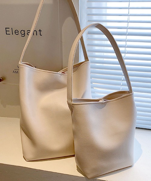 florist(フローリスト)の「ソフトレザー縦型バケツワンショルダーバッグ(トートバッグ・レディース・オフホワイト/イエロー/キャメル/ブラック・S/M)」の6枚目の写真