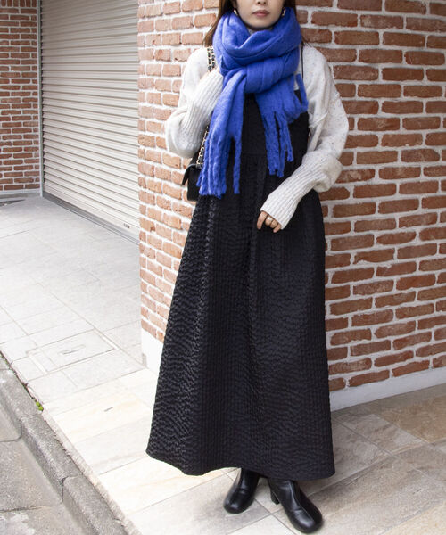 fredy emue（フレディエミュ）の「カラーブークレストール（ストール/ショール・レディース・グリーン/レッド/キナリ/グレイッシュベージュ/ベージュ/ブルー・FREE）」の17枚目の写真