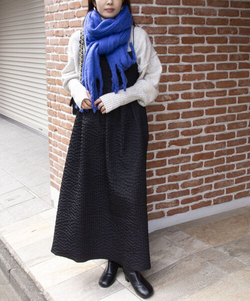 fredy emue（フレディエミュ）の「カラーブークレストール（ストール/ショール・レディース・グリーン/レッド/キナリ/グレイッシュベージュ/ベージュ/ブルー・FREE）」の18枚目の写真