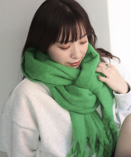 fredy emue（フレディエミュ）の「カラーブークレストール（ストール/ショール・レディース・グリーン/レッド/キナリ/グレイッシュベージュ/ベージュ/ブルー・FREE）」の20枚目の写真