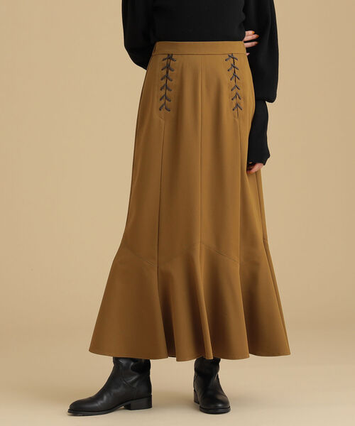 Ray BEAMS（レイビームス）の「Ray BEAMS / レースアップ マーメイド スカート（スカート・レディース・ベージュ/カーキ・0/1）」の2枚目の写真