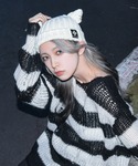 REFLEM レフレム ピアス 猫耳 ニットキャップ ビーニー ブラック REFLEM（レフレム）の「『REFLEM/レフレム』リングピアス付き猫
