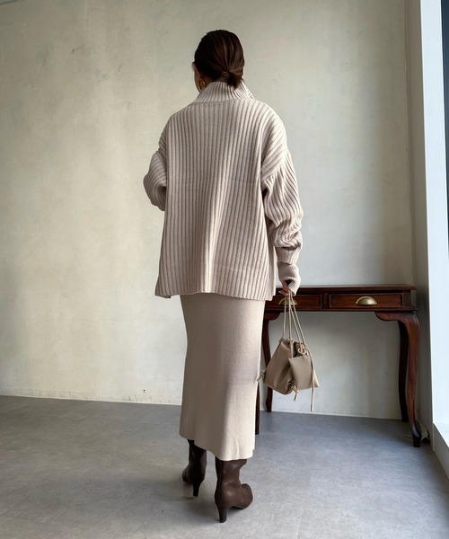 DouDou(ドゥドゥ)の「ハーフジッププルオーバー+ニットワンピースセット(ワンピース・レディース・レッド/ベージュ/ブラック・FREE)」の9枚目の写真