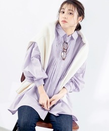 【洗える】パフ袖シャツチュニック
