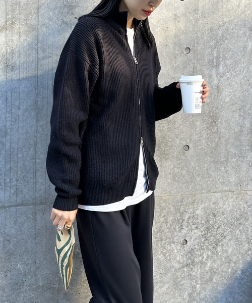 COLONY 2139(コロニートゥーワンスリーナイン)の「PBTドライバーズZIPニット(ニット/セーター・メンズ・グリーン/アイボリー/ブラック・MEDIUM/LARGE)」の3枚目の写真