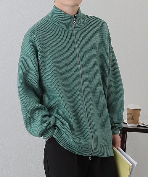 COLONY 2139(コロニートゥーワンスリーナイン)の「PBTドライバーズZIPニット(ニット/セーター・メンズ・グリーン/アイボリー/ブラック・MEDIUM/LARGE)」の4枚目の写真