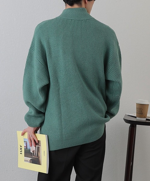 COLONY 2139(コロニートゥーワンスリーナイン)の「PBTドライバーズZIPニット(ニット/セーター・メンズ・グリーン/アイボリー/ブラック・MEDIUM/LARGE)」の7枚目の写真