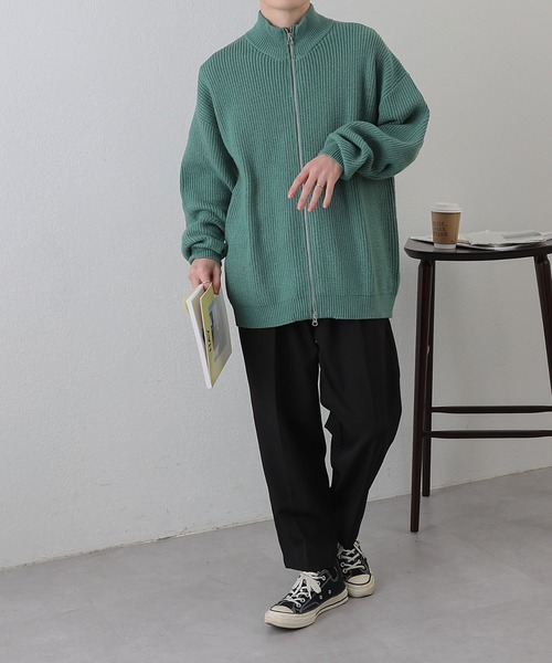 COLONY 2139(コロニートゥーワンスリーナイン)の「PBTドライバーズZIPニット(ニット/セーター・メンズ・グリーン/アイボリー/ブラック・MEDIUM/LARGE)」の14枚目の写真