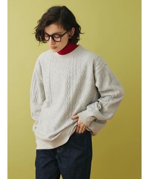 CRAFT STANDARD BOUTIQUE(クラフトスタンダードブティック)の「ケーブル柄JQカット切り替えスウェットA(スウェット・レディース・ホワイト系その他/グレー系その他/ブラック・M/LL/L)」の6枚目の写真