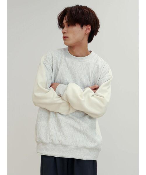 CRAFT STANDARD BOUTIQUE(クラフトスタンダードブティック)の「ケーブル柄JQカット切り替えスウェットA(スウェット・レディース・ホワイト系その他/グレー系その他/ブラック・M/LL/L)」の8枚目の写真