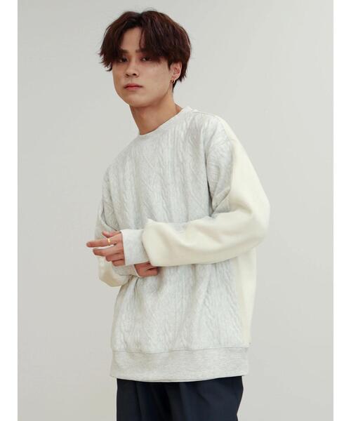 CRAFT STANDARD BOUTIQUE(クラフトスタンダードブティック)の「ケーブル柄JQカット切り替えスウェットA(スウェット・レディース・ホワイト系その他/グレー系その他/ブラック・M/LL/L)」の9枚目の写真