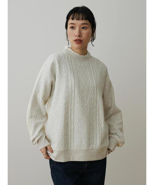 CRAFT STANDARD BOUTIQUE(クラフトスタンダードブティック)の「ケーブル柄JQカット切り替えスウェットA(スウェット・レディース・ホワイト系その他/グレー系その他/ブラック・M/LL/L)」の16枚目の写真