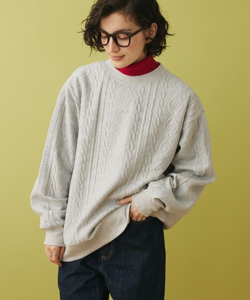 CRAFT STANDARD BOUTIQUE(クラフトスタンダードブティック)の「ケーブル柄JQカット切り替えスウェットA(スウェット・レディース・ホワイト系その他/グレー系その他/ブラック・M/LL/L)」の3枚目の写真