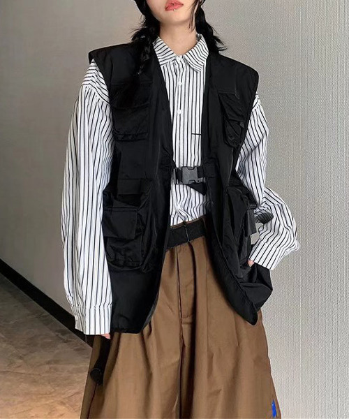 c.u.l(シーユーエル)の「ユニセックス フィッシングベスト フロントバックル culw373(ベスト・レディース・ブラック/グレー・FREE)」の4枚目の写真