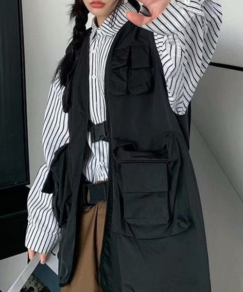 c.u.l(シーユーエル)の「ユニセックス フィッシングベスト フロントバックル culw373(ベスト・レディース・ブラック/グレー・FREE)」の3枚目の写真